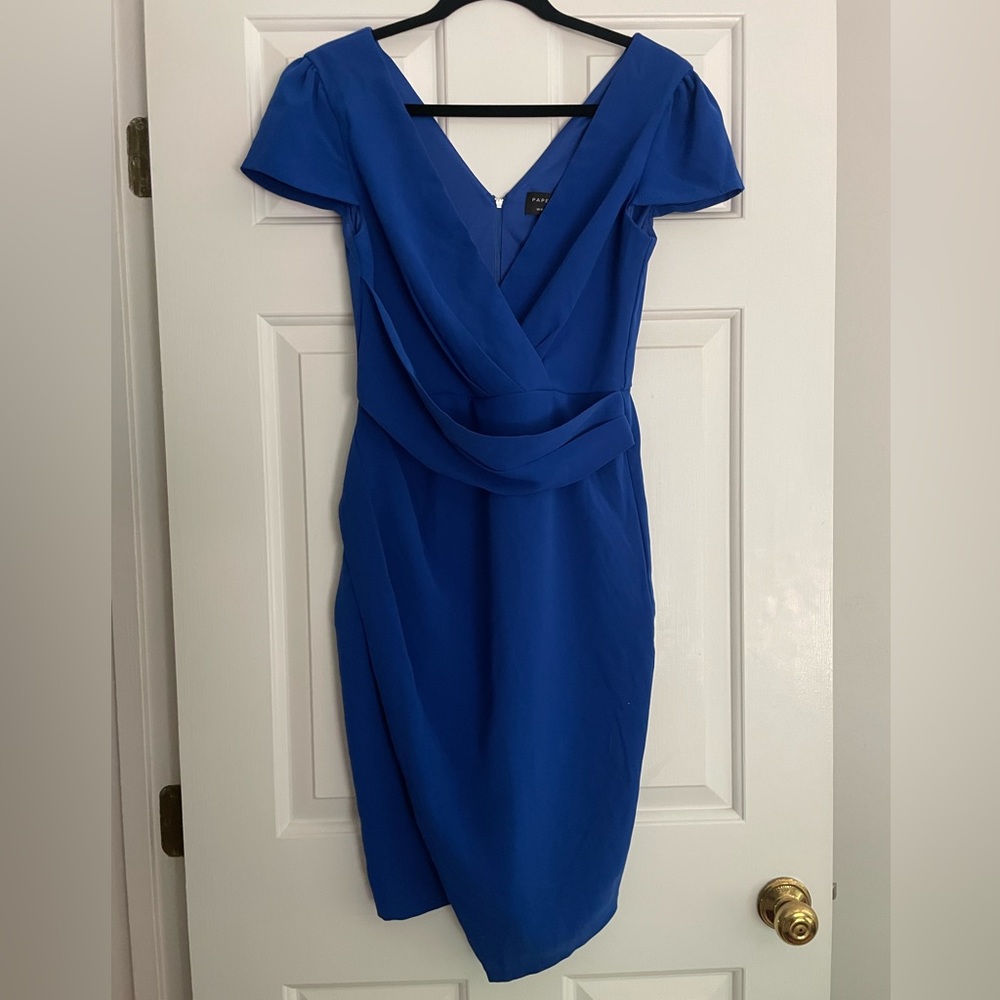 Elegant Royal Blue Wrap-Front Women’s Dress
